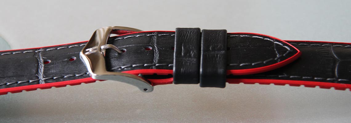 ヒルシュ HIRSCH Andy 黒赤 20mm Watchstrap Hirsch ANDY Red 20mm and black leather